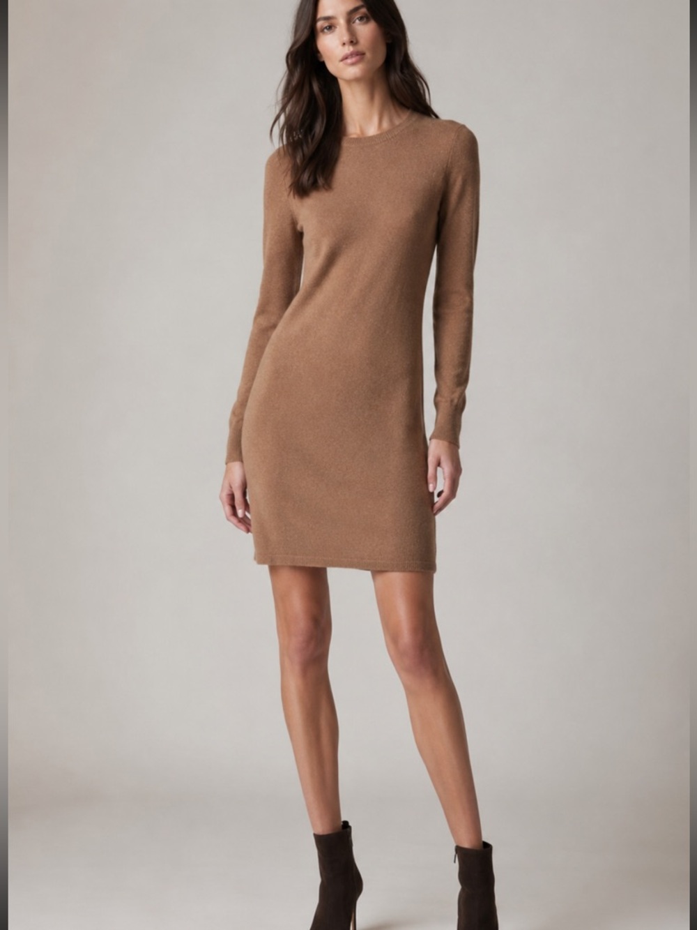 Neiman Marcus Cashmere Collection Sweater Dress Camel Size Medium